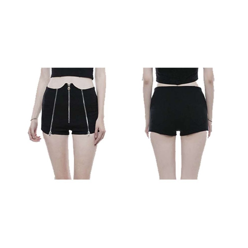 Women High Waist Zipper Black Summer Street Short Cotton Inelastic Heavy Twill Fabric Shorts Tech Noir Short 